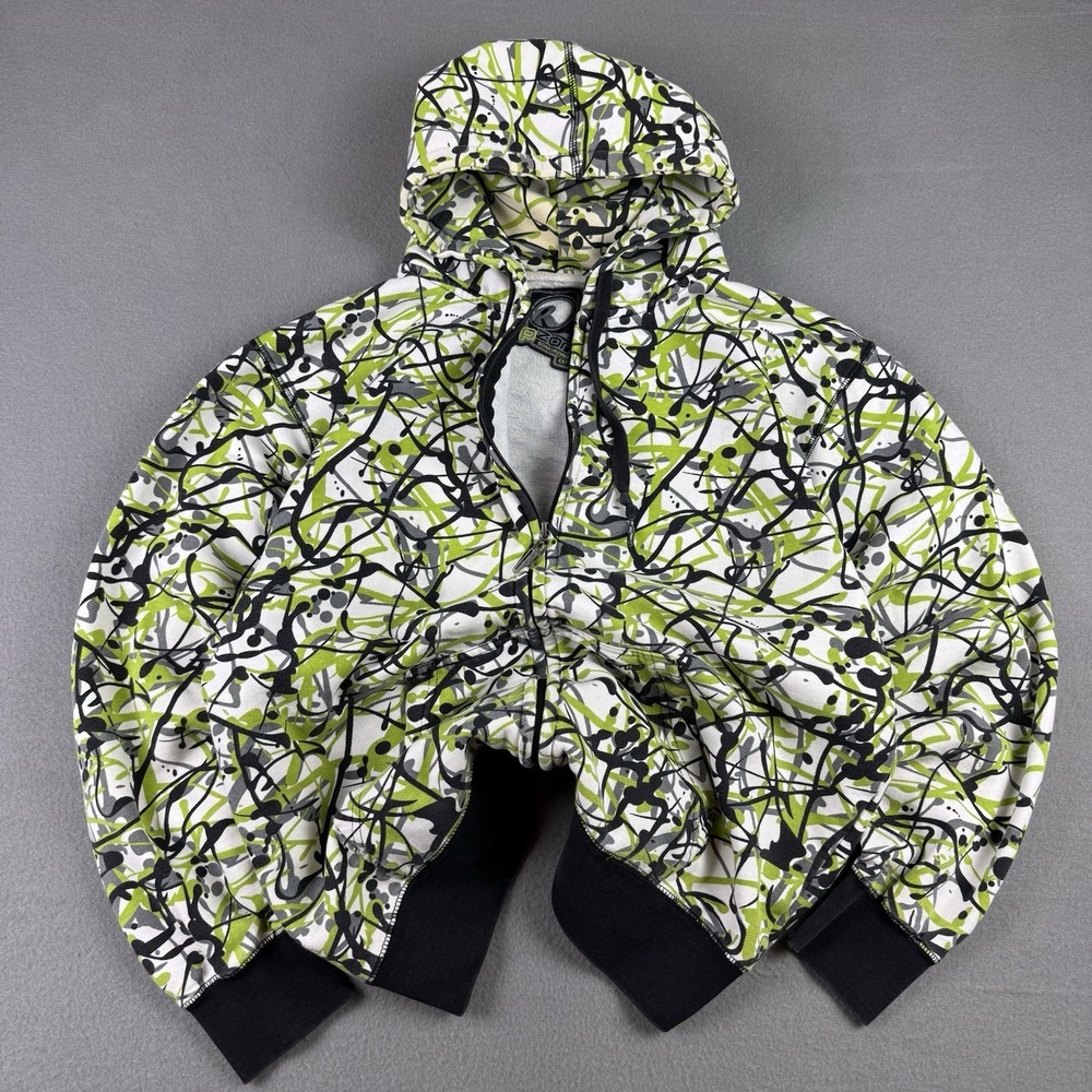 VTG Ripzone Hoodie Men XL Y2K Zip‎ Up Grunge Skater Graffiti Cyber Pinkman Splat